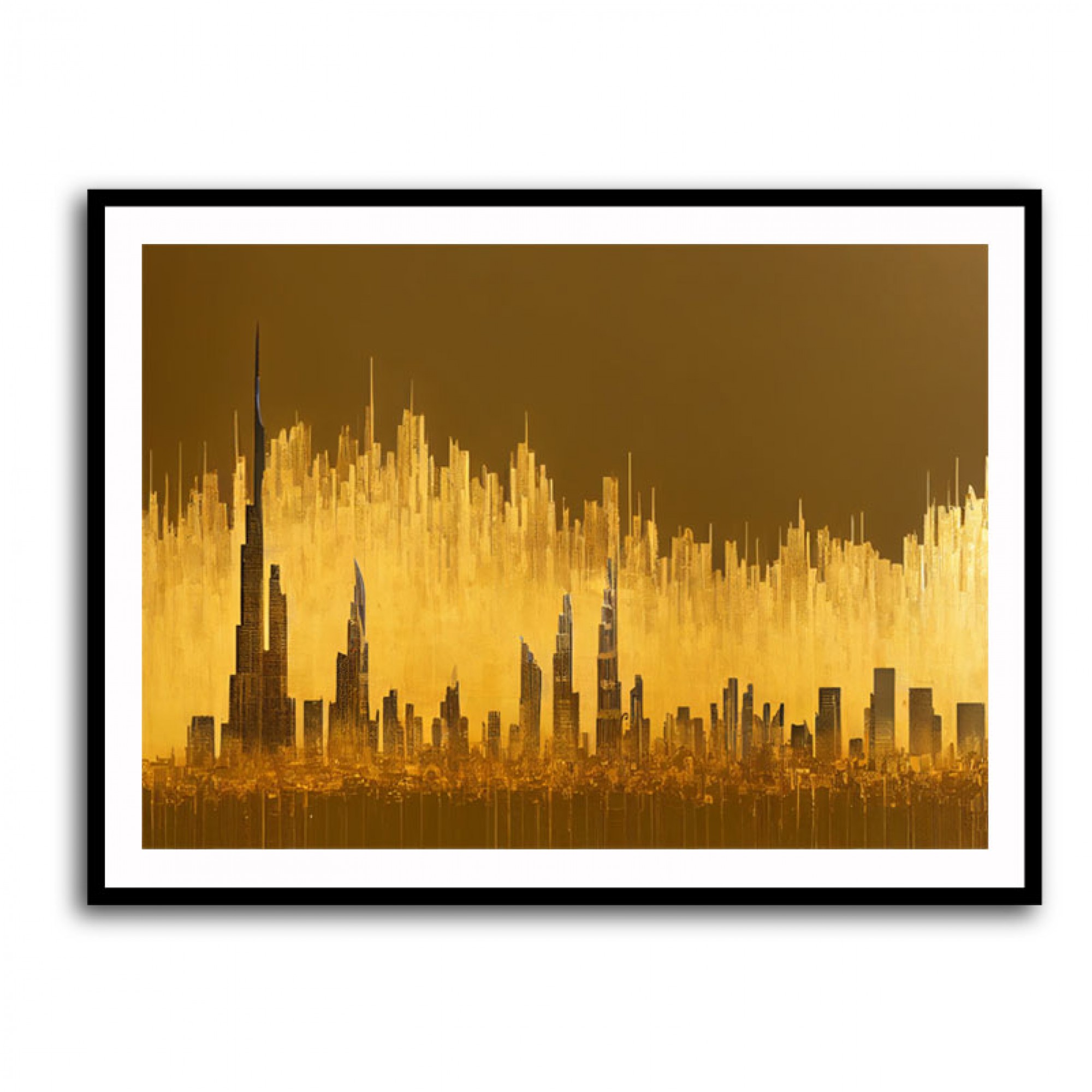 Dubai Skyline Golden Abstract II Wall Art